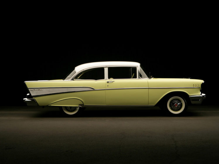 1957, Chevrolet, Bel, Air, 2 door, Sedan, Retro HD Wallpaper Desktop Background