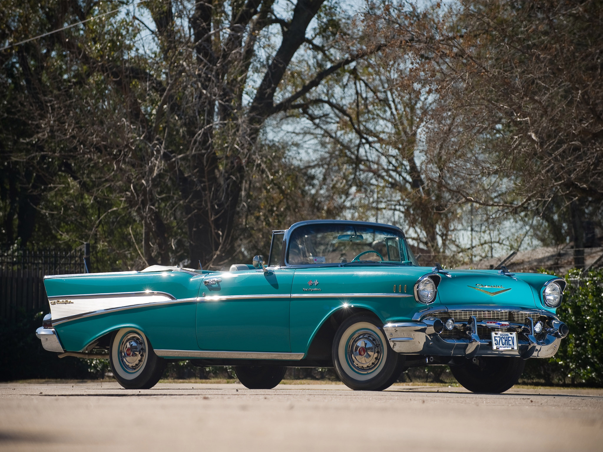 1957, Chevrolet, Bel, Air, Convertible, Retro, Fd Wallpaper