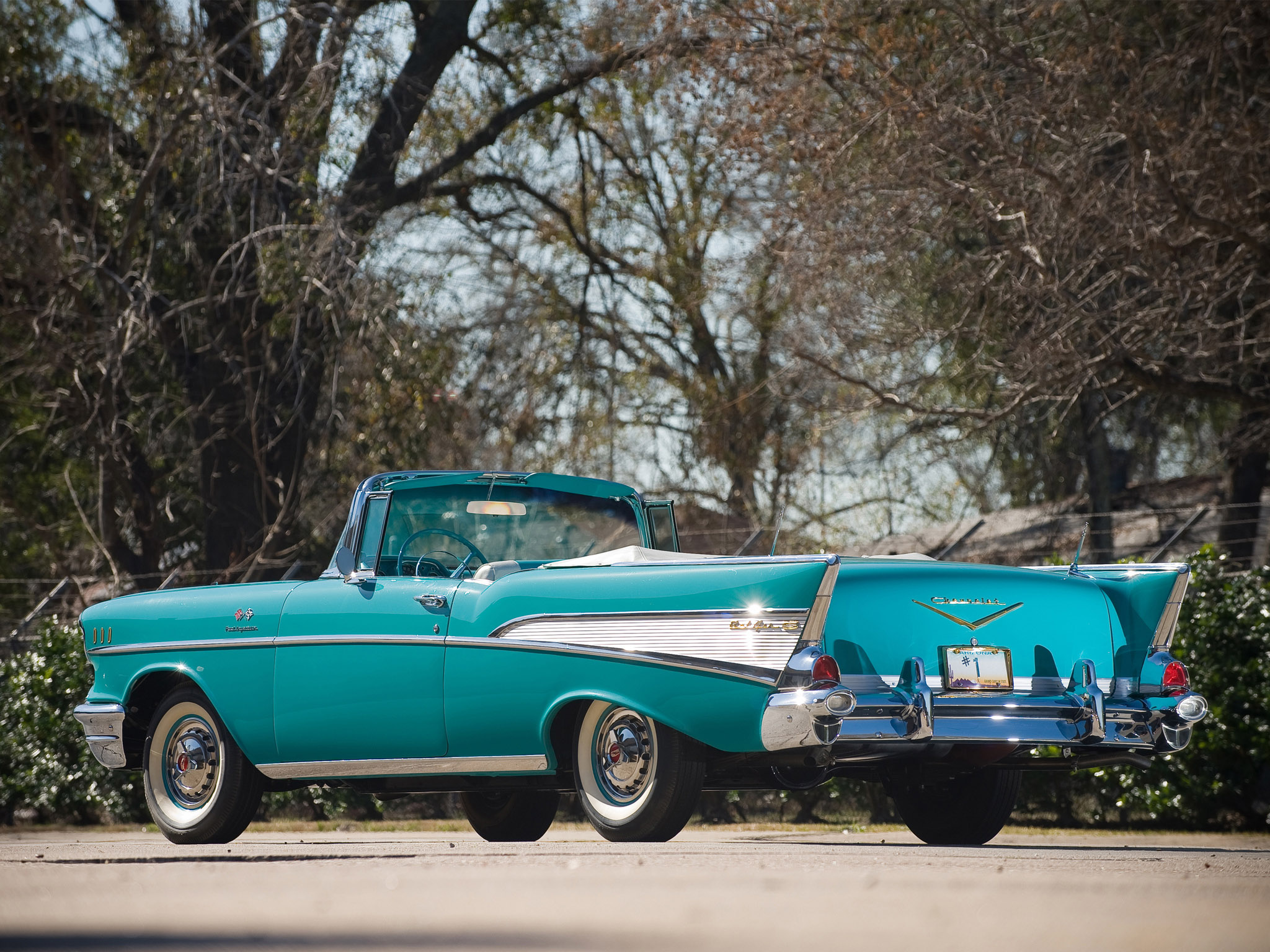 1957, Chevrolet, Bel, Air, Convertible, Retro Wallpaper