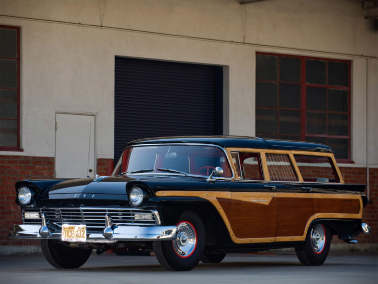 1957, Ford, Country, Squire, Stationwagon, Retro HD Wallpaper Desktop Background