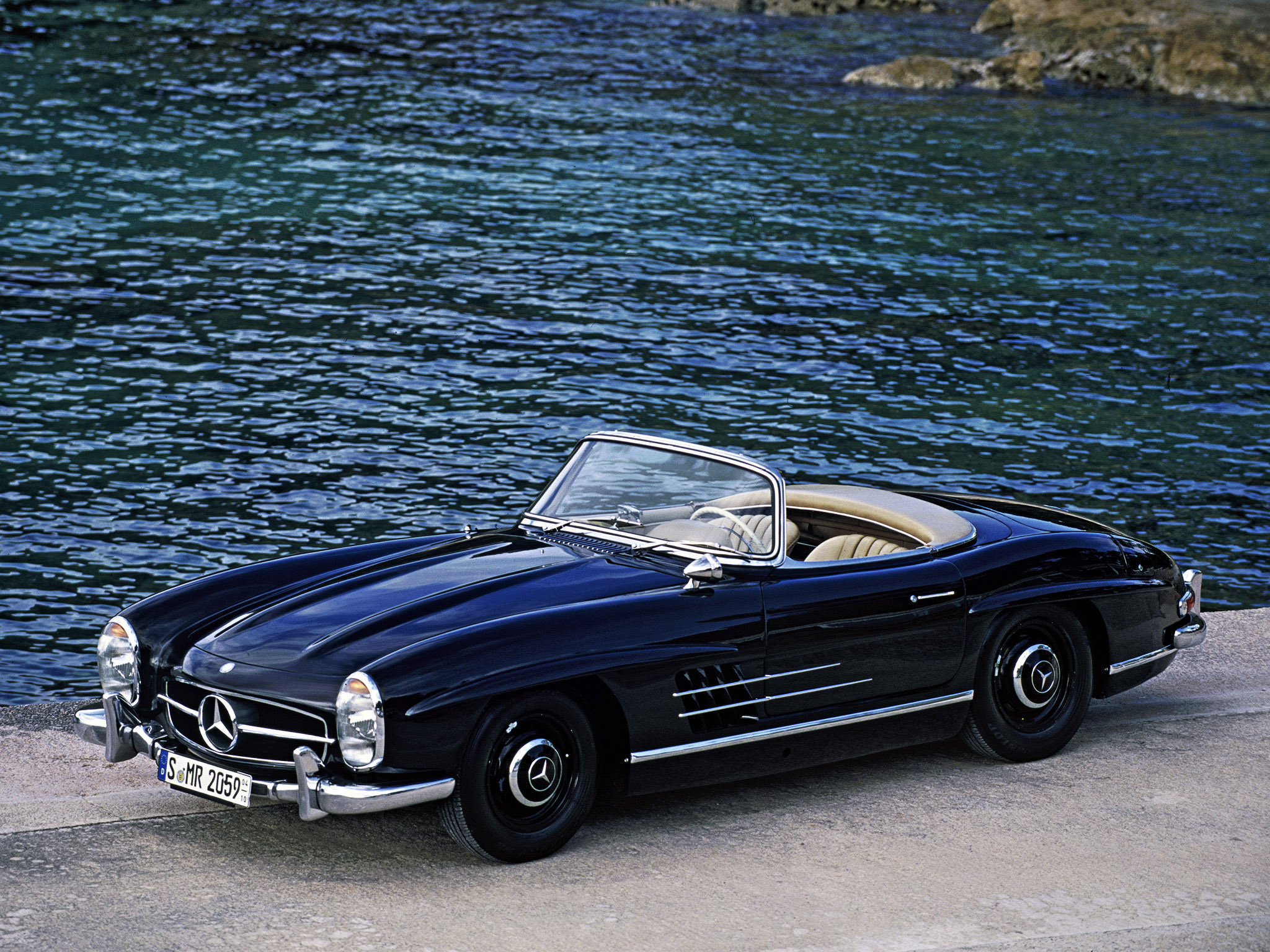 1957, Mercedes, Benz, 300sl, R198, Retro Wallpaper