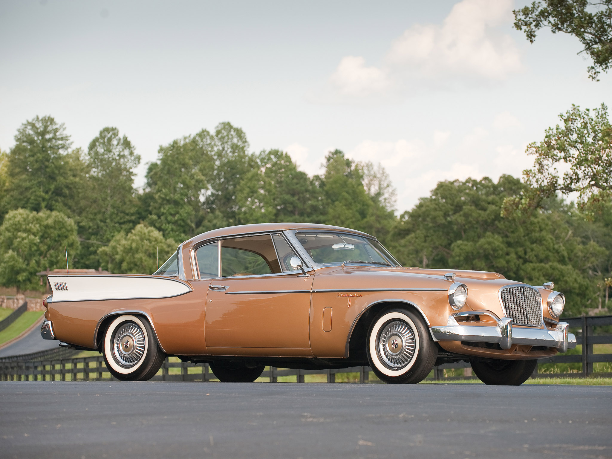 1957, Studebaker, Golden, Hawk, Retro Wallpaper