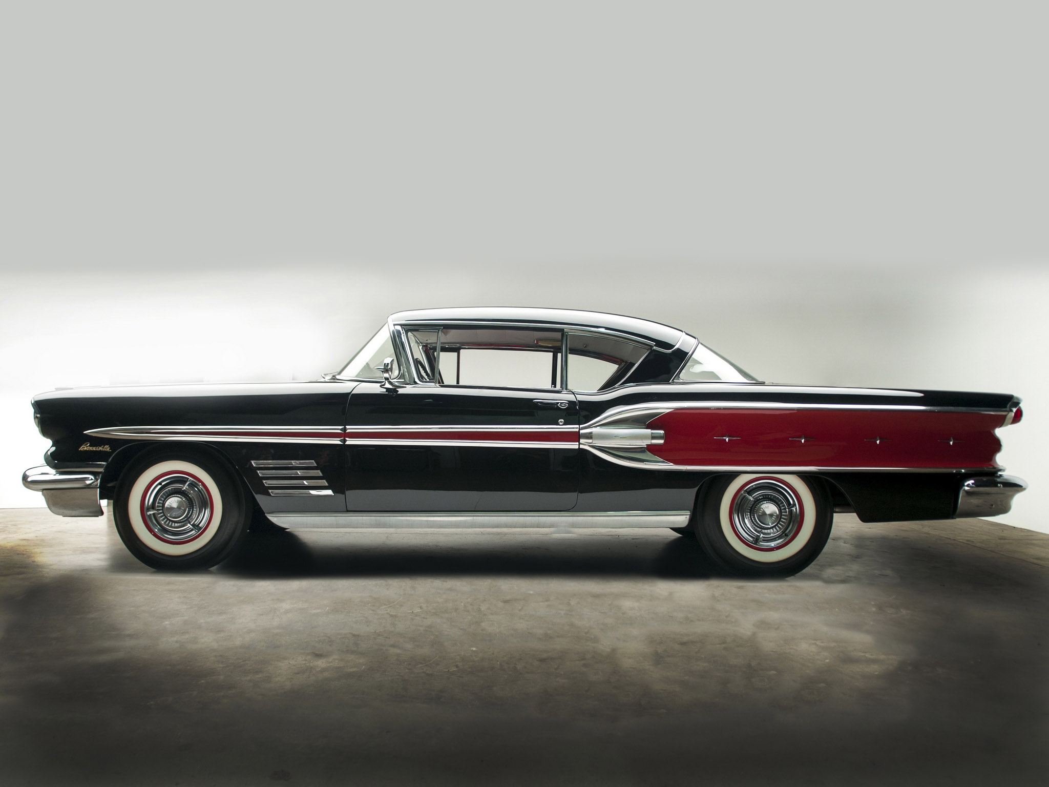 1958, Pontiac, Bonneville, Custom, Sport, Coupe, Retro Wallpaper