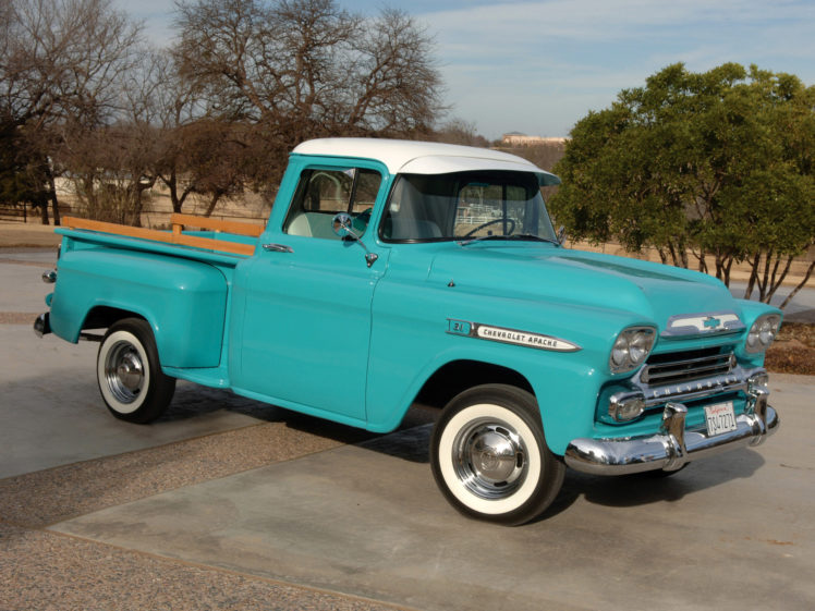 1959, Chevrolet, Apache, 3100, Pickup, Truck, Retro HD Wallpaper Desktop Background