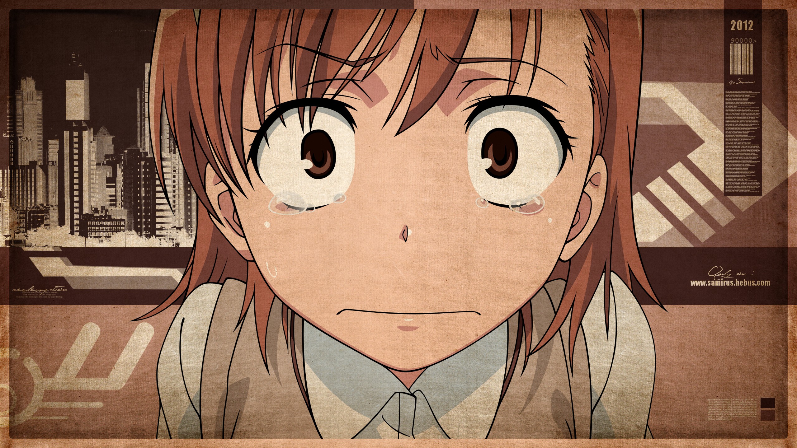 anime girl with brown hair and brown eyes crying