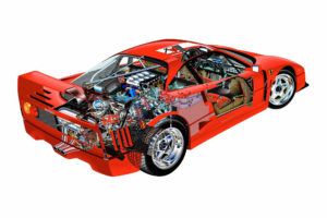 1987, Ferrari, F40, Classic, Supercar, Supercars, Interior, Engine, Engines