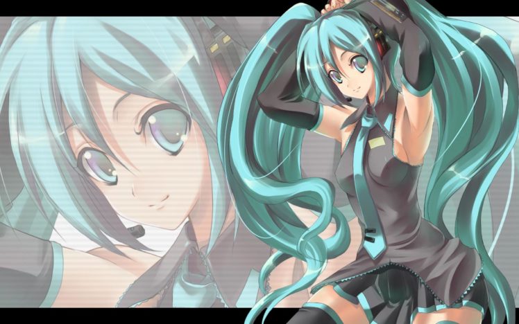 vocaloid, Hatsune, Miku, Twintails, Detached, Sleeves HD Wallpaper Desktop Background