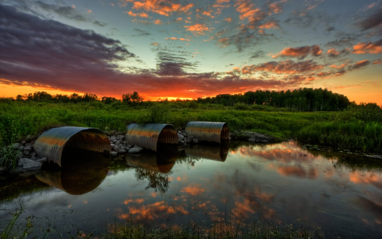 sunset, Clouds, Landscapes, Nature, Hdr, Photography, Reflections HD Wallpaper Desktop Background