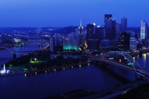 night, Bridges, Pittsburgh, Cities