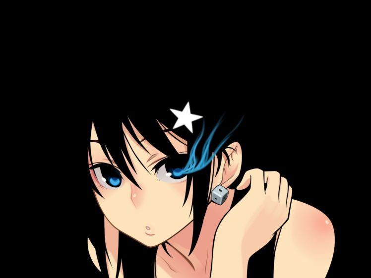black, Rock, Shooter, Blue, Eyes, Earrings, Open, Mouth, Anime, Girls, Glowing, Eyes HD Wallpaper Desktop Background