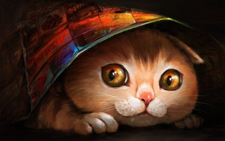multicolor, Cats, Animals, Artwork, Ryuuka, Nagare HD Wallpaper Desktop Background