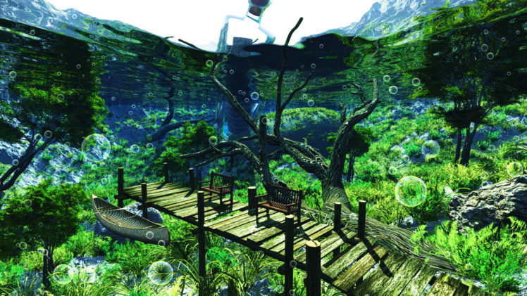original, Boat, Bubbles, Grass, Landscape, Original, Scenic, Tree, Underwater, Water, Y k HD Wallpaper Desktop Background