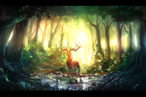 original, Deer, Forest, Trees, Sunlight, Mood, Fantasy