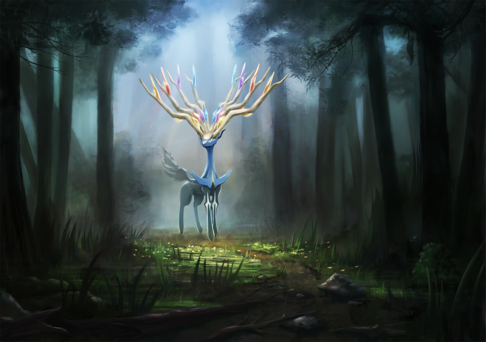 pokemon, Dekus, Forest, Grass, Tree, Xerneas Wallpaper