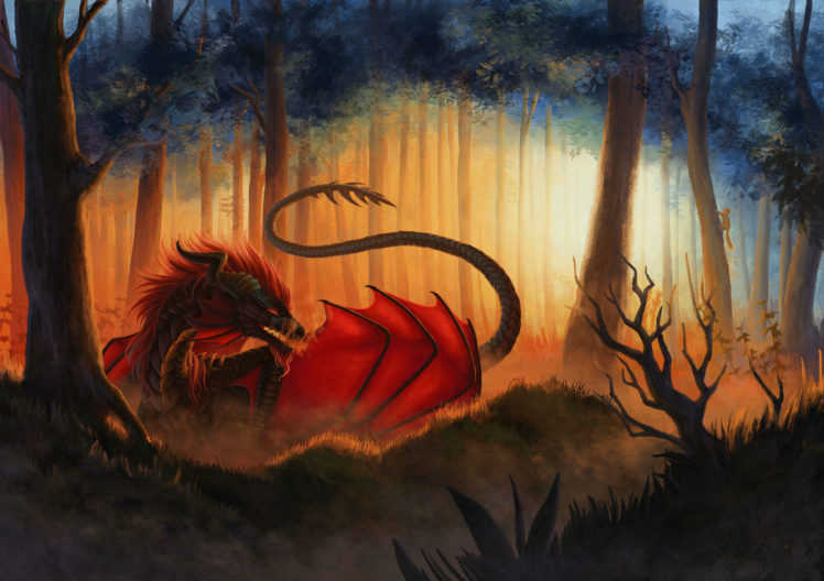 dragons, Forests, Fantasy, Dragon, Forest, Trees HD Wallpaper Desktop Background