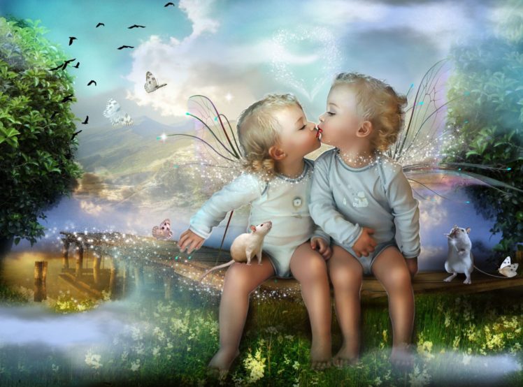 children, Child, Baby, Cute, Fantasy, Magic, Magical, Bokeh, Mood, Fairy, Wings, Love HD Wallpaper Desktop Background