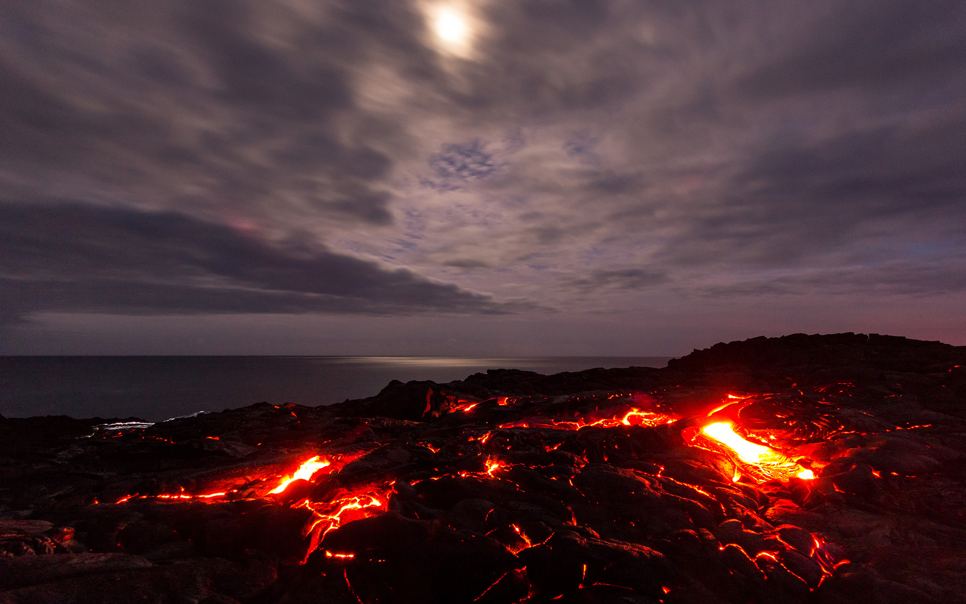 timelapse, Lava, Eruption, Ocean, Sea, Glow, Fire Wallpaper