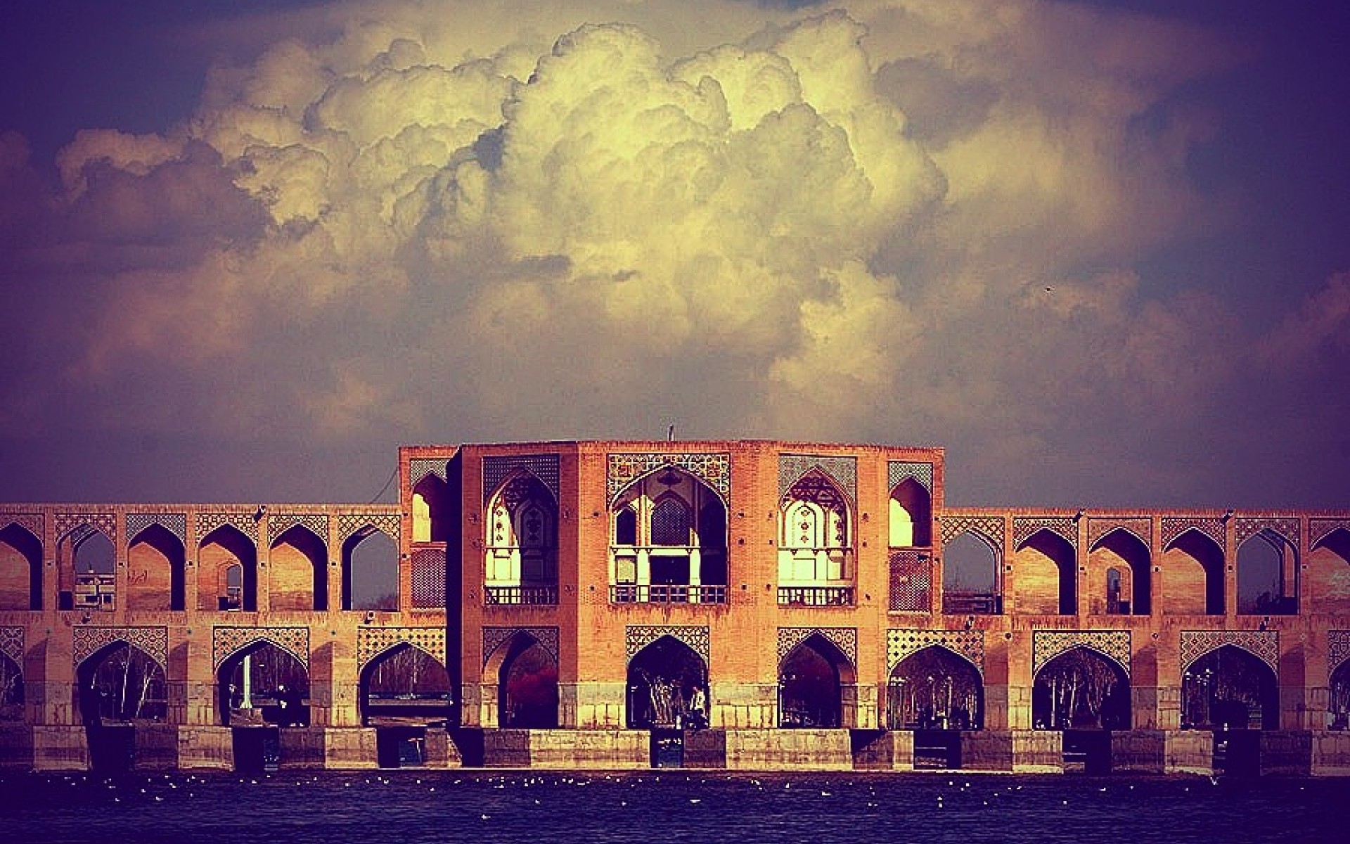 clouds, Iran, Sioseh, Pol, Esfahan Wallpaper