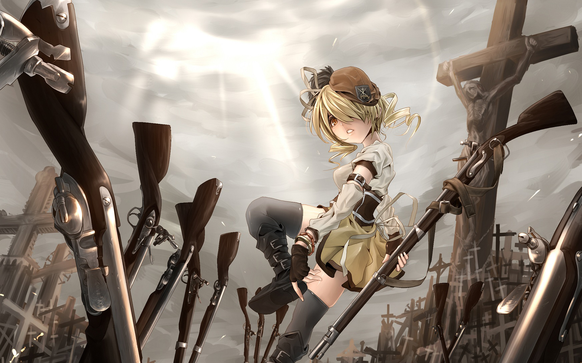 blondes, Guns, Mahou, Shoujo, Madoka, Magica, Tomoe, Mami, Anime, Anime, Girls Wallpaper