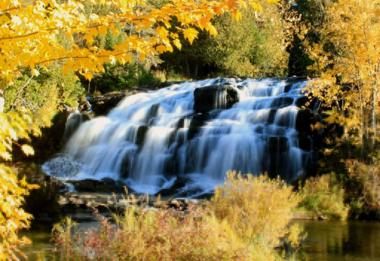 bond, Falls, Michigan, Waterfall, Cascade, Fall, Trees HD Wallpaper Desktop Background