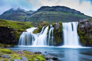 iceland, Waterfall, Mountains