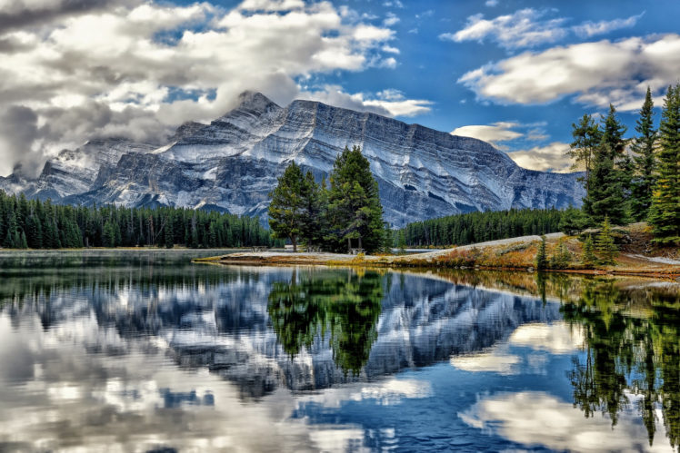 lake, Mountains, Reflection, Trees HD Wallpaper Desktop Background