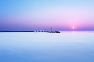 sea, Sunset, Lighthouse