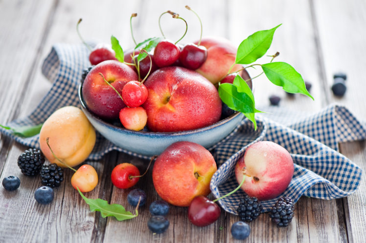fruits, Berries, Nectarines, Cherries, Blackberries, Blueberries, Napkin, Still, Life HD Wallpaper Desktop Background