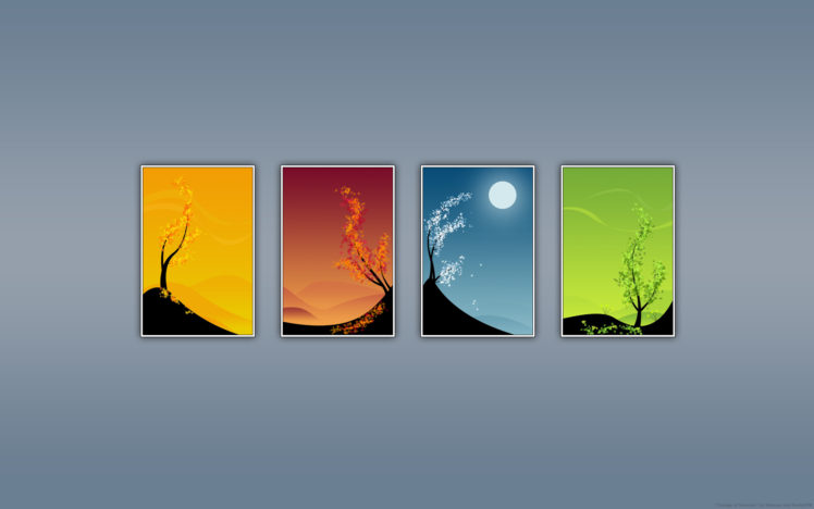 seasons, Panels HD Wallpaper Desktop Background