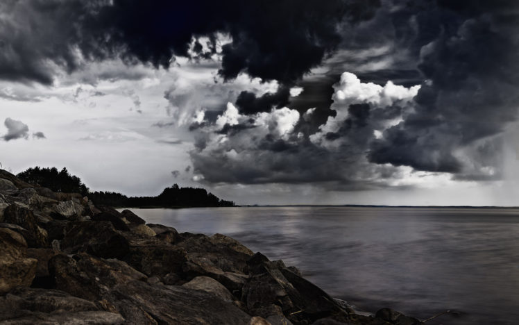 shore, Ocean, Clouds, Rocks, Stones HD Wallpaper Desktop Background
