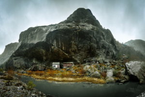 mountain, House, Landscape