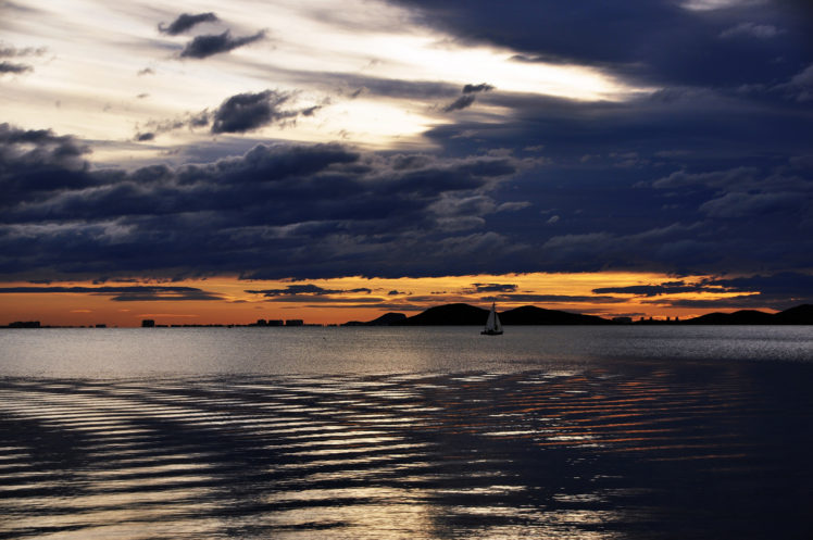 sky, Clouds, Ship, Boat, Lake, Water HD Wallpaper Desktop Background