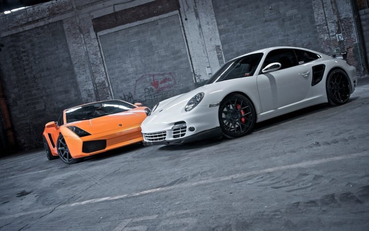 white, Cars, Orange, Lamborghini, Gallardo, Porsche, 911 HD Wallpaper Desktop Background