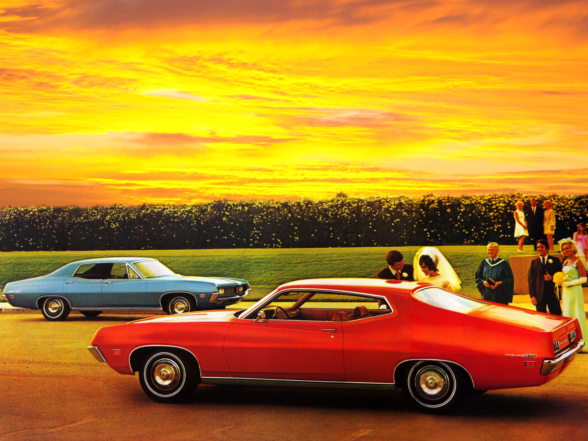 1971, Ford, Torino, 500, Muscle, Classic Wallpaper