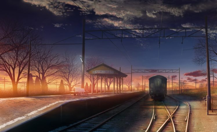 clouds, Landscapes, Station, Trains, Makoto, Shinkai, Train, Stations, Scenic, 5, Centimeters, Per, Second, Drawings, Anime HD Wallpaper Desktop Background