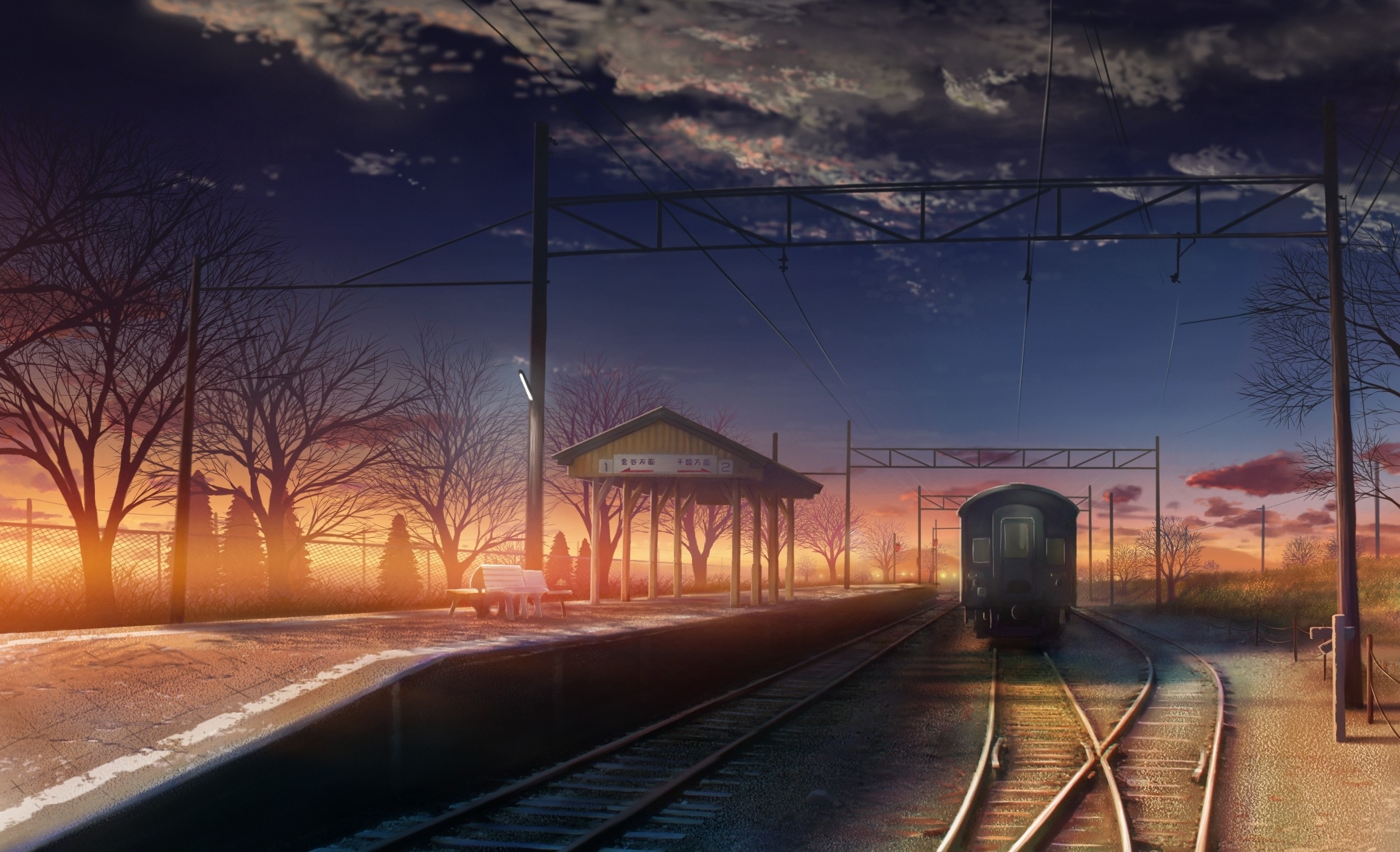 clouds, Landscapes, Station, Trains, Makoto, Shinkai, Train, Stations, Scenic, 5, Centimeters, Per, Second, Drawings, Anime Wallpaper