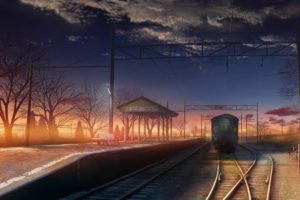 clouds, Landscapes, Station, Trains, Makoto, Shinkai, Train, Stations, Scenic, 5, Centimeters, Per, Second, Drawings, Anime