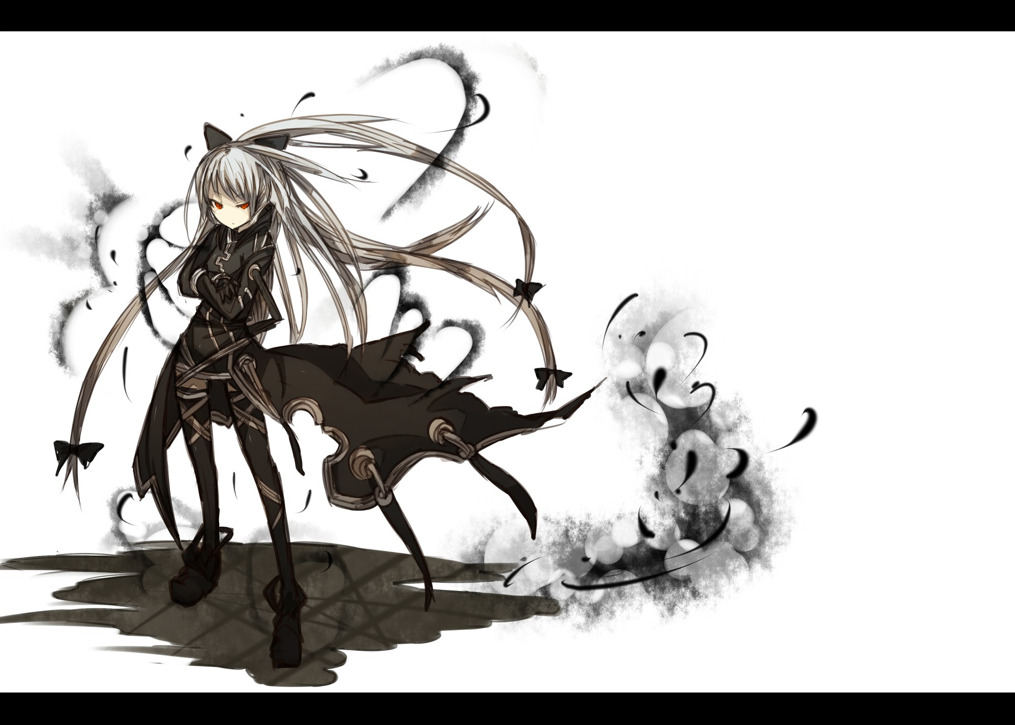 touhou, White, Long, Hair, Fujiwara, No, Mokou, Simple, Background, Shirogane, Usagi,  artist Wallpaper