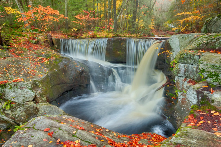 connecticut, Forest, Autumn, Stone, Stream, Leaves, Hdr ...