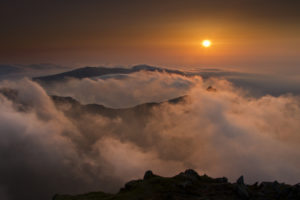 england, Mountains, Sunset, Clouds