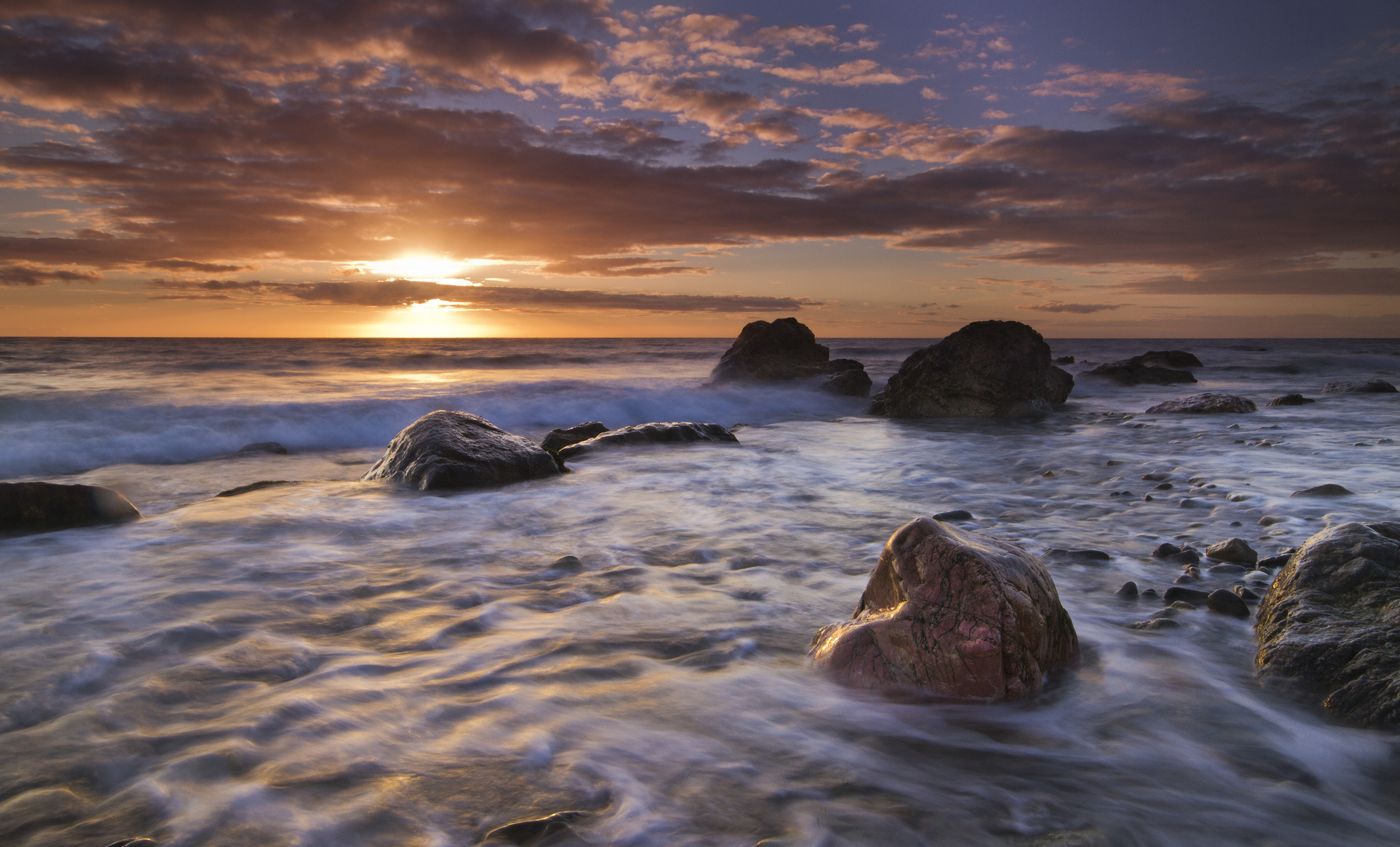 england, Sunset, Rocks, Sea, Ocean Wallpaper