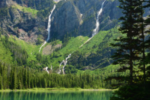lake, Mountains, Waterfalls