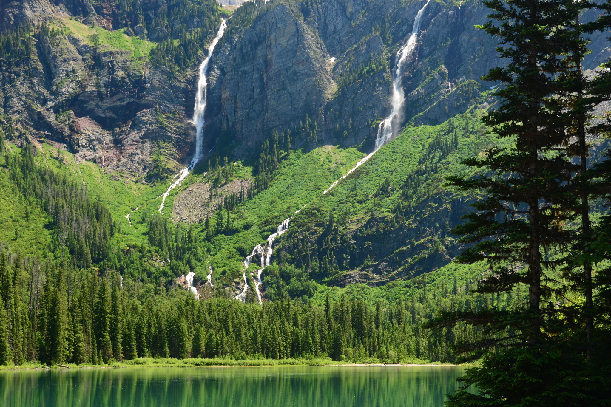 lake, Mountains, Waterfalls Wallpaper