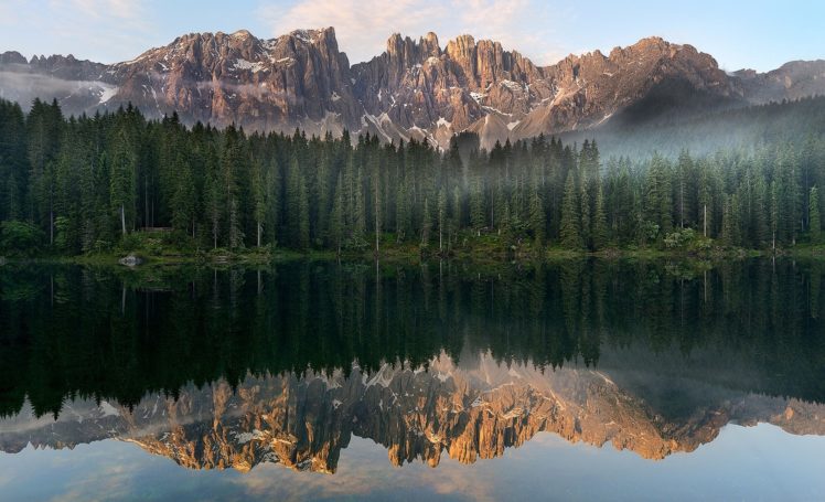 landscape, Mountain, Forest, Lake, Reflection, Italy HD Wallpaper Desktop Background
