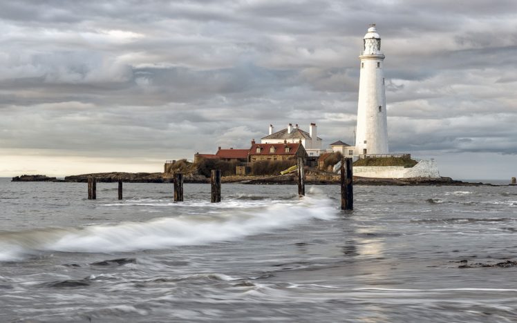 whitley, Bay, Island, Lighthouse, Sea HD Wallpaper Desktop Background