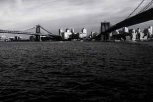 b w, Manhattan, Bridge, Bridge, New, York, Buildings, Skyscrapers, River, Brooklyn, Bridge