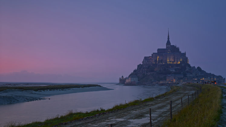 castle, Shore, Path, Trail, Le mont, Saint, Michel, France HD Wallpaper Desktop Background