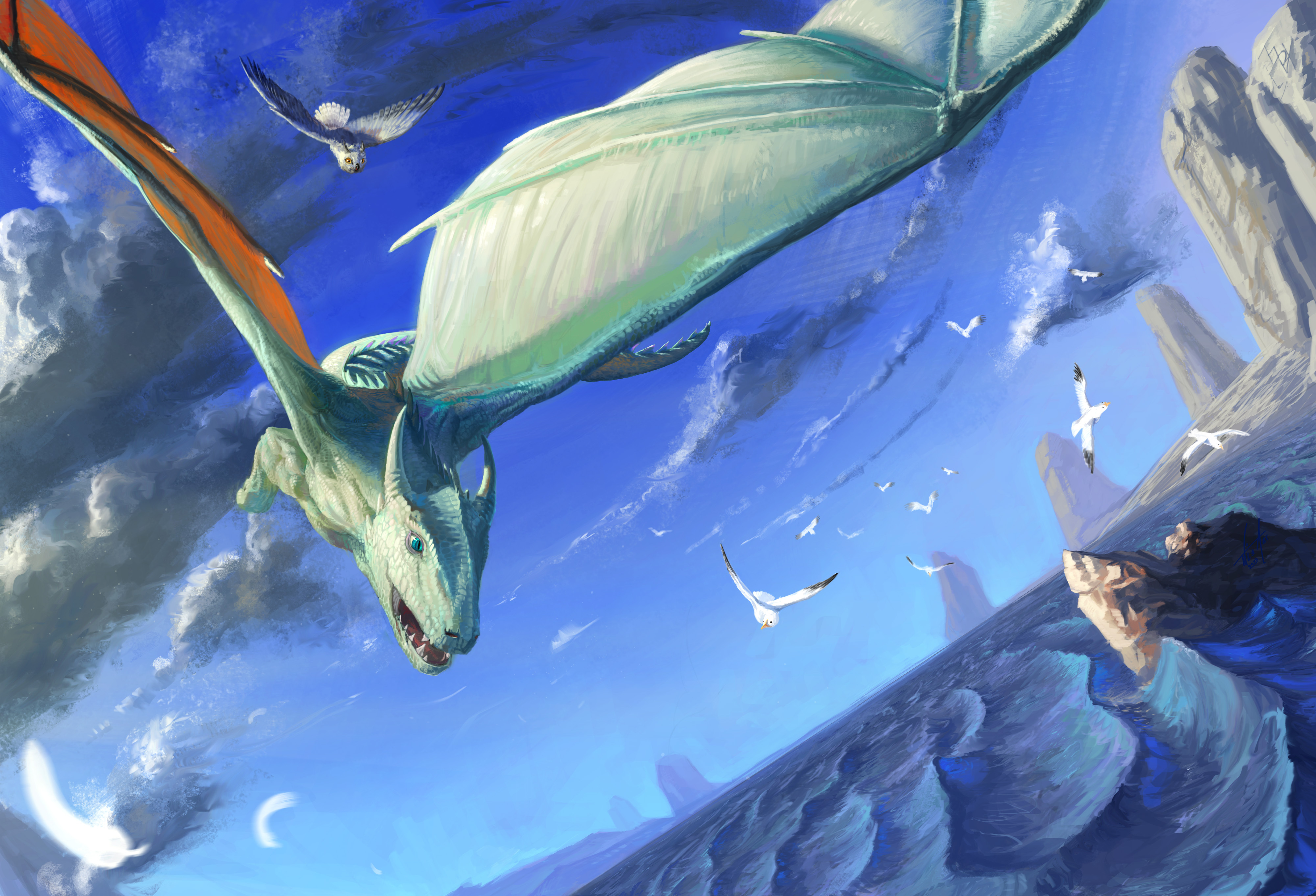dragons, Sky, Flight, Fantasy, Dragon Wallpaper