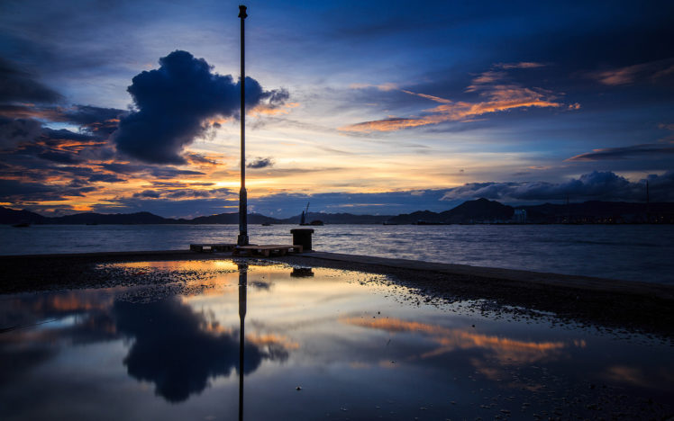 ocean, Sunset, Clouds, Reflection HD Wallpaper Desktop Background