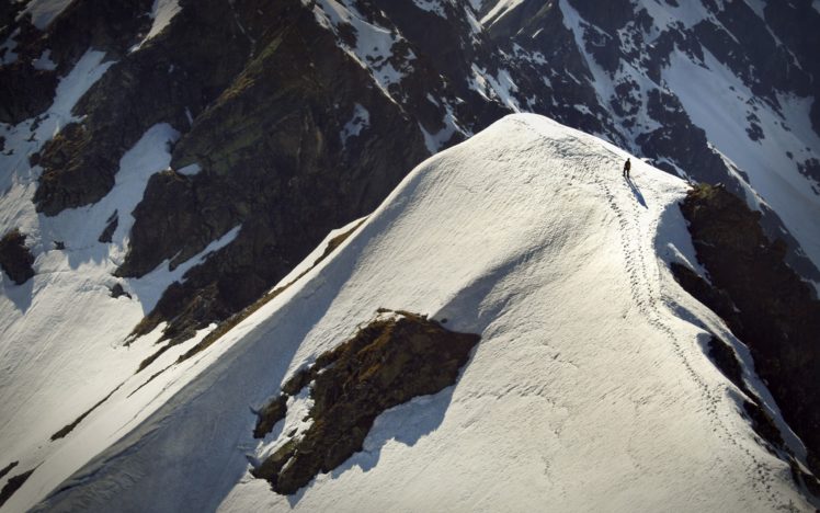 mountains, Landscapes, Nature, Snow, Footsteps HD Wallpaper Desktop Background